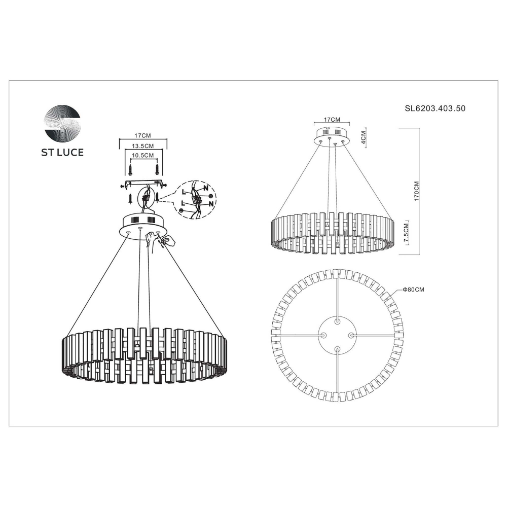 SL6203.403.50 Люстра подвесная ST-Luce Черный/Белый LED 1*50W 3000K