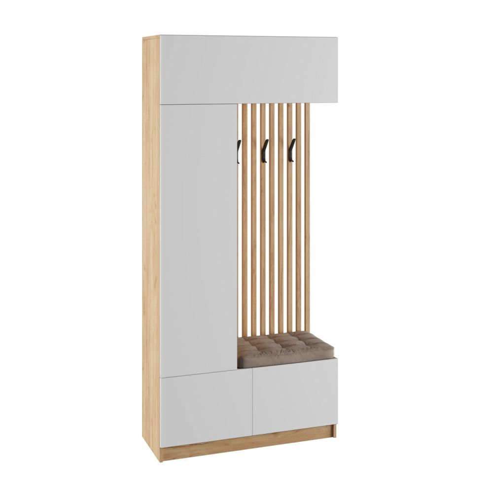 Прихожая с зеркалом комплект мебели Графит/Дуб 199.6х40х220 см