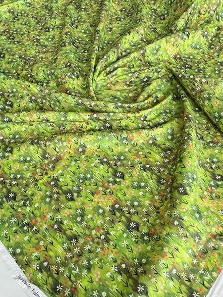 В ПУТИ, ЦВЕТОЧКИ-ЗВЕЗДОЧКИ НА ЗЕЛЕНОМ - 100% хлопок 5