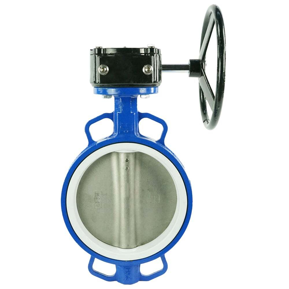 Water Butterfly Valve Elephant WCB-316L-PTFE-RDN, body material - carbon steel WCB, disk material - stainless steel AISI 316L, seal - PTFE, gear operated