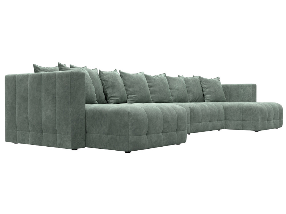Диван П-образный Лига-052 НПБ Лонг, BRUT 08 ВЕЛЮР зеленый