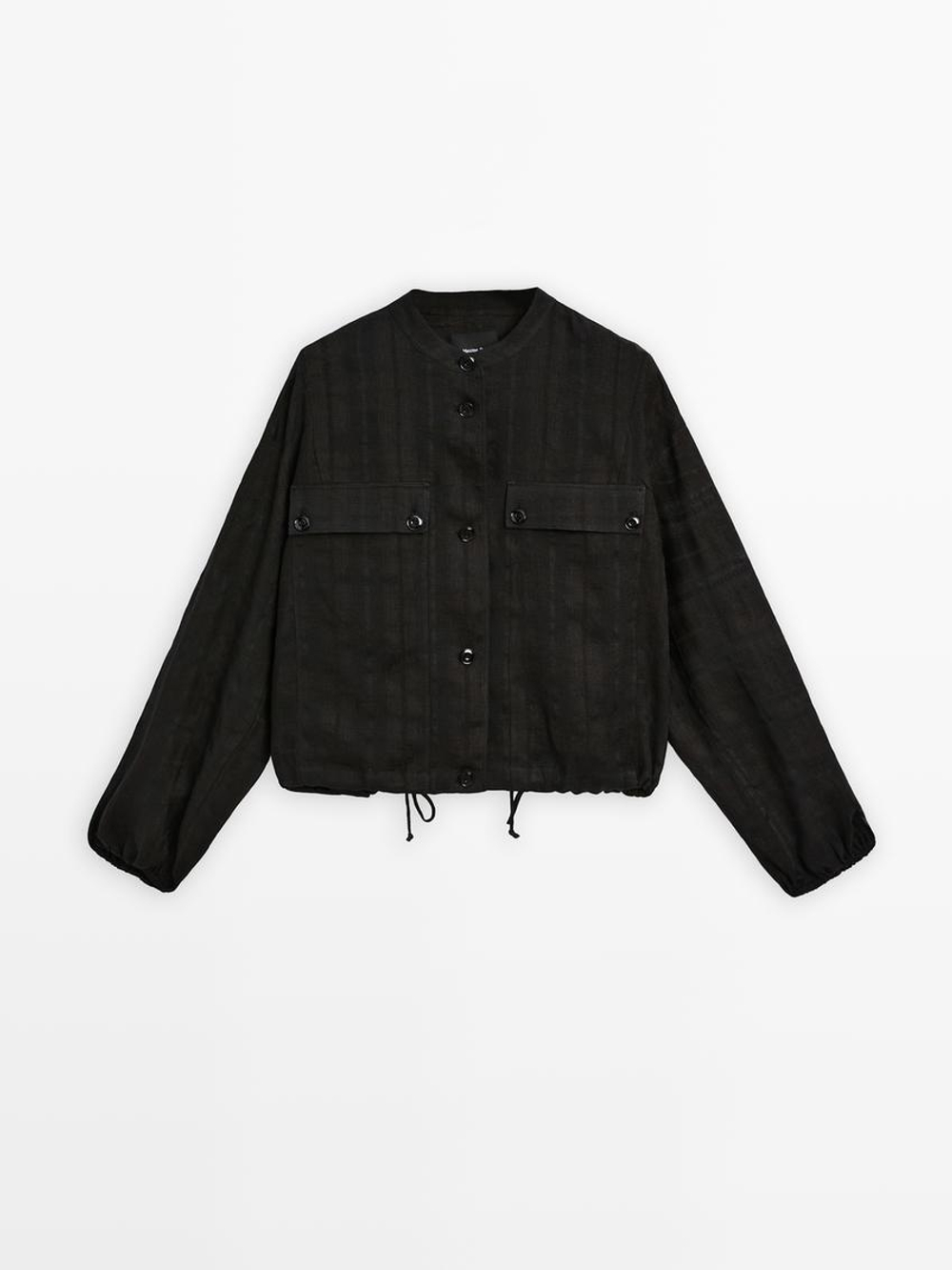 Massimo Dutti Куртка-бомбер в клетку, черный