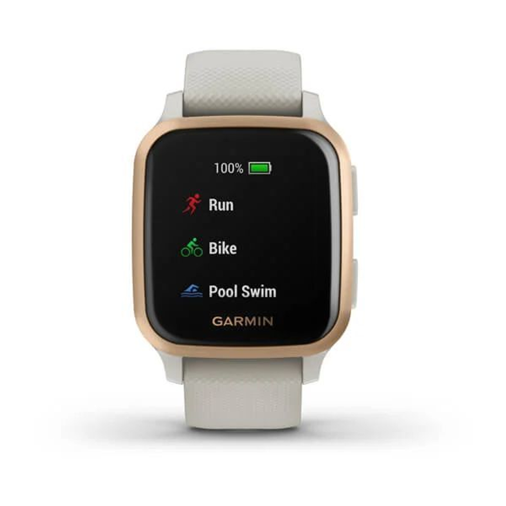 Смарт-часы Garmin Venu Sq  Music Edition песочный с алюминиевым безелем цвета розовое золото, 010-02426-11