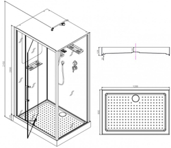 Душевая кабина Esbano (Эсбано) EST-RASPA-128, с низким поддоном, 120х80х215