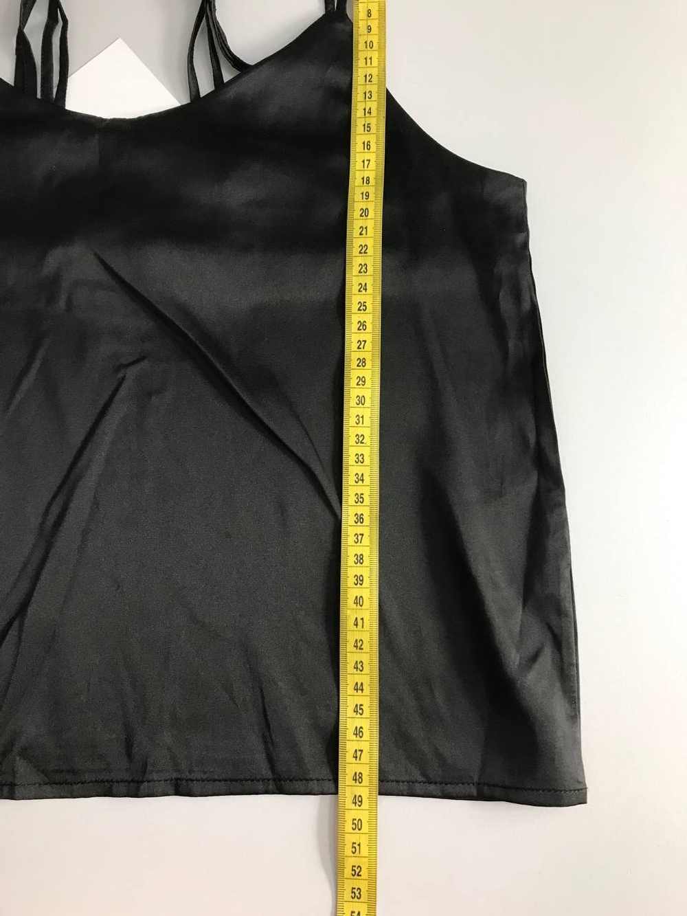 Топ Selected с атласным блеском, маркировка S, визуально на 44 размер