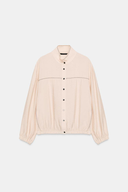 ZARA ТОП-БАЛЛОН С КОНТРАСТНОЙ ОТДЕЛКОЙ, ЭКРЮ