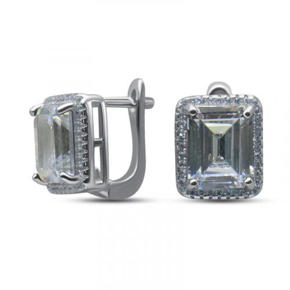 Серьги из серебра с фианитами