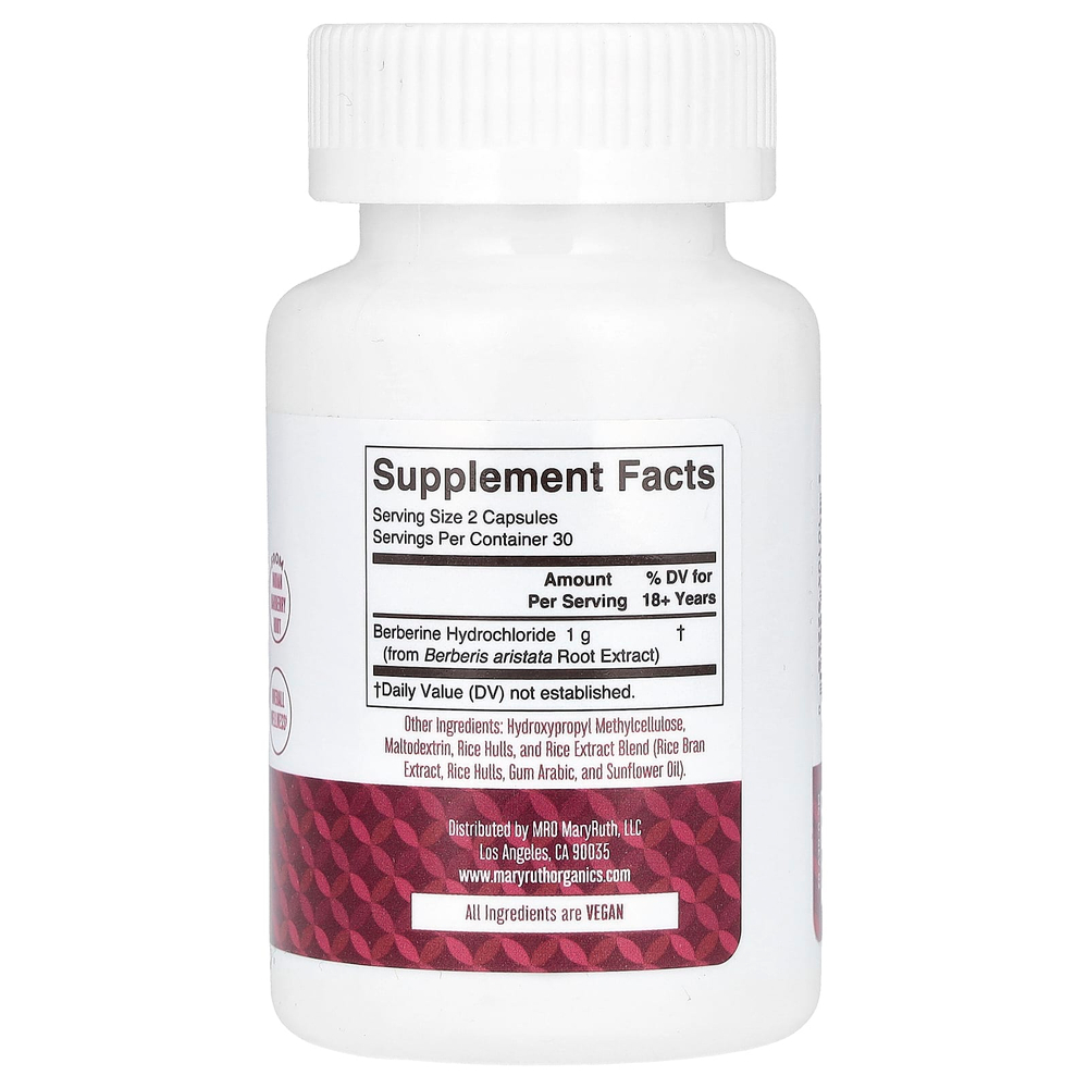 MaryRuth's, Берберин, 60 капсул (500 мг в каждой капсуле)