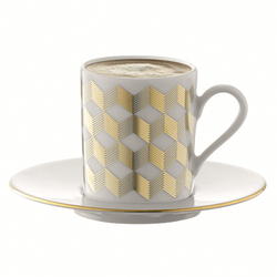 Набор чашек для кофе с блюдцами на 4 персоны 8 предметов LSA International Signature Chevron золото