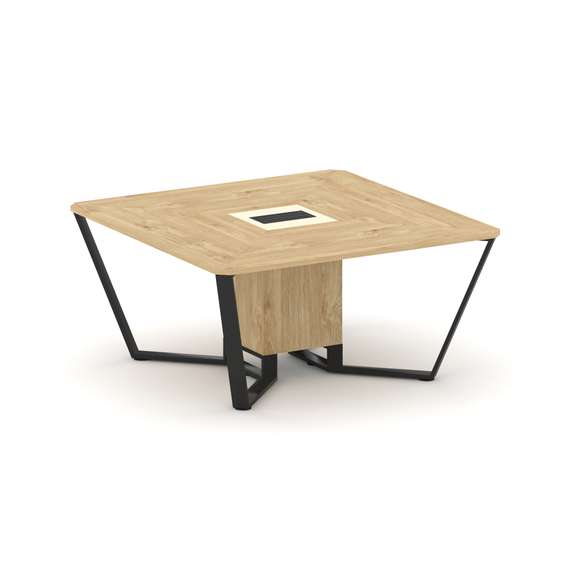 Steel Meet Стол переговорный квадратный KM-PR.B.SP-08 Тиквуд Светлый/Ваниль Глянец/Металл Черный 160