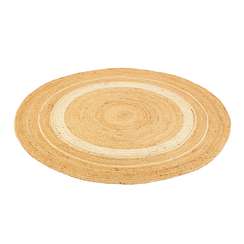 Ковер из джута круглый с вставками белого цвета из коллекции ethnic, 150см