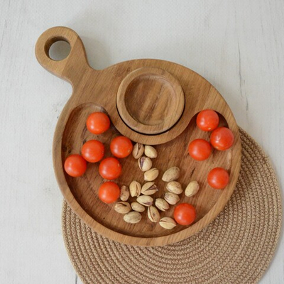 Менажница круглая с ручкой и соусником