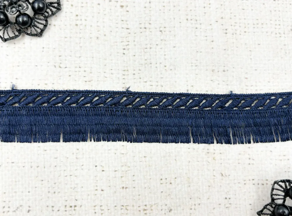 Кружево плетеное бахрома, ш. 2,5 см, тёмно-синий