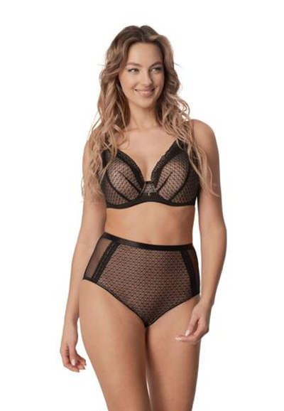 Трусики-слипы Renee с завышенной линией талии (Размер: M) (Цвет: черный с бежевым)