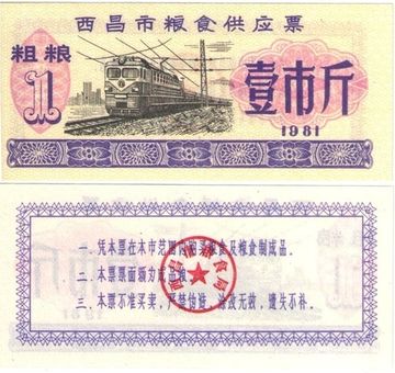 Продовольственный талон 1 единица 1981 (Рисовые деньги) Китай, провинция Аньхой
