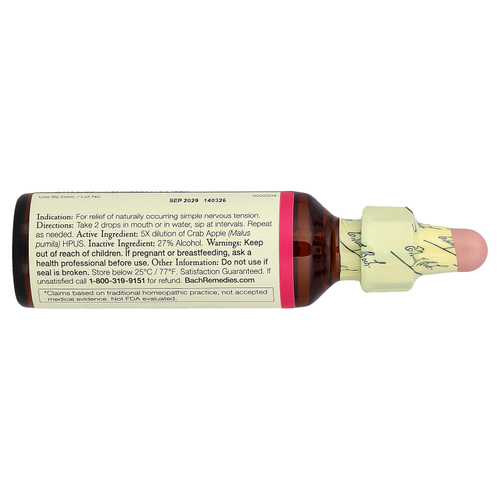 Bach, Original Flower Remedies, крабовое яблоко, 20 мл (0,7 жидк. унц.)