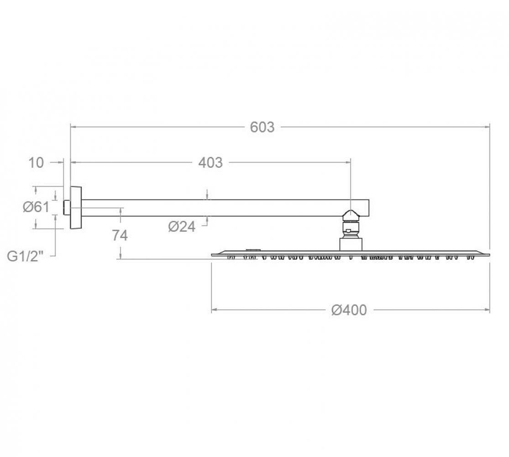 Тропический душ настенный круглый (40cm) нерж. сталь BH02RM400