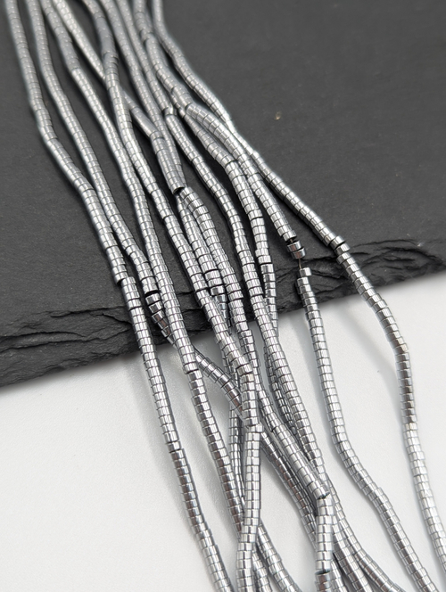 Гематит шайба 2*1мм, темное серебро