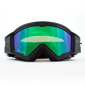 Очки кроссовые ARIETE MUDMAX GOGGLES, черный, зеркальная зеленая линза