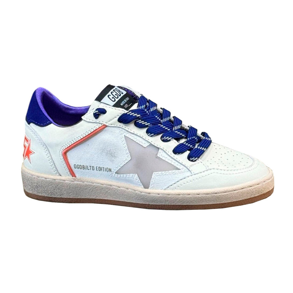 Женские Golden Goose Ball Star LTD in Beige Leather with Clear Star and Blue Heel Tab