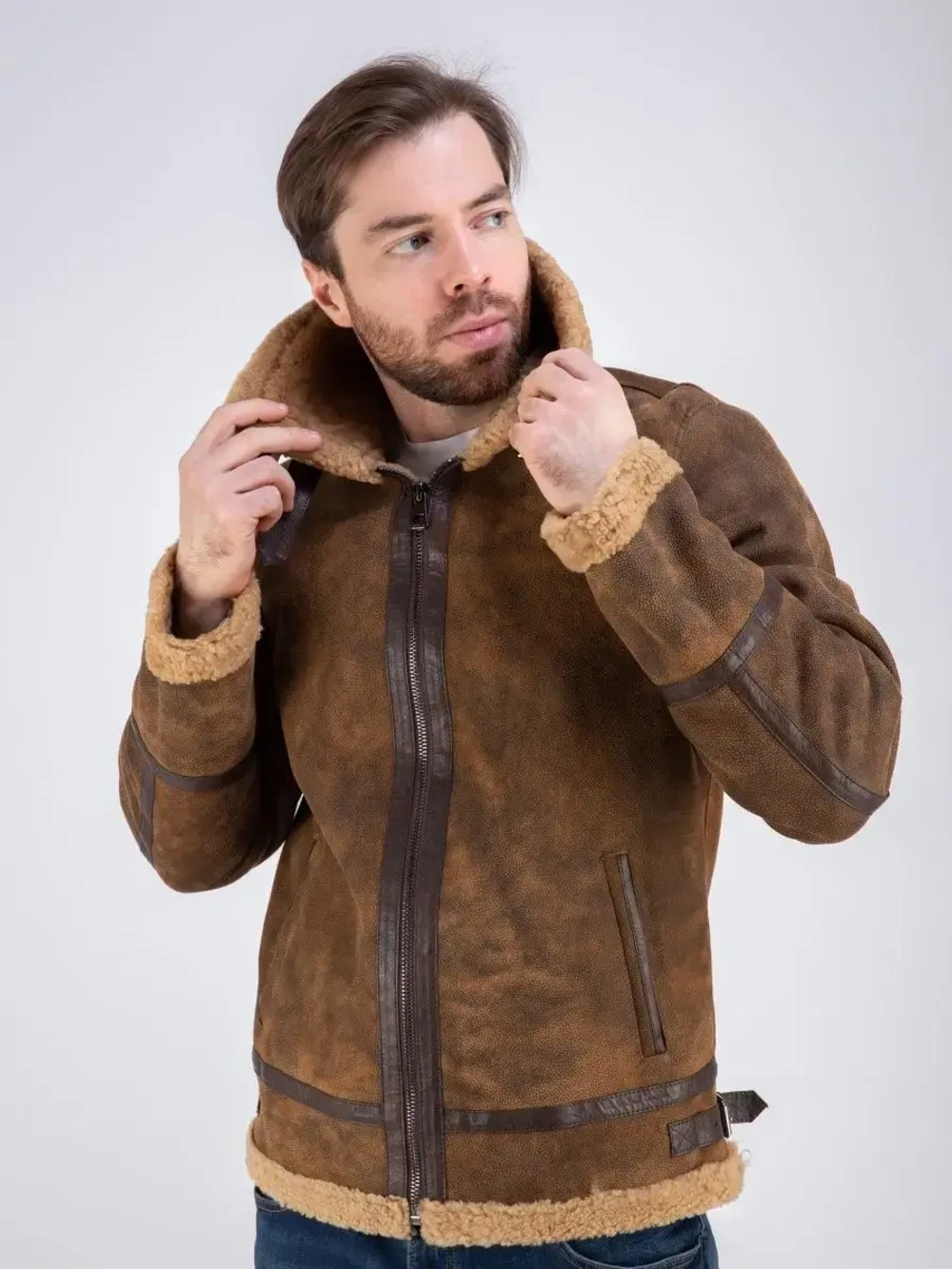 Дубленка мужская натуральная авиатор зимняя Турция