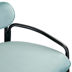 Стул барный Ror, round, велюр, черный/светло-бирюзовый