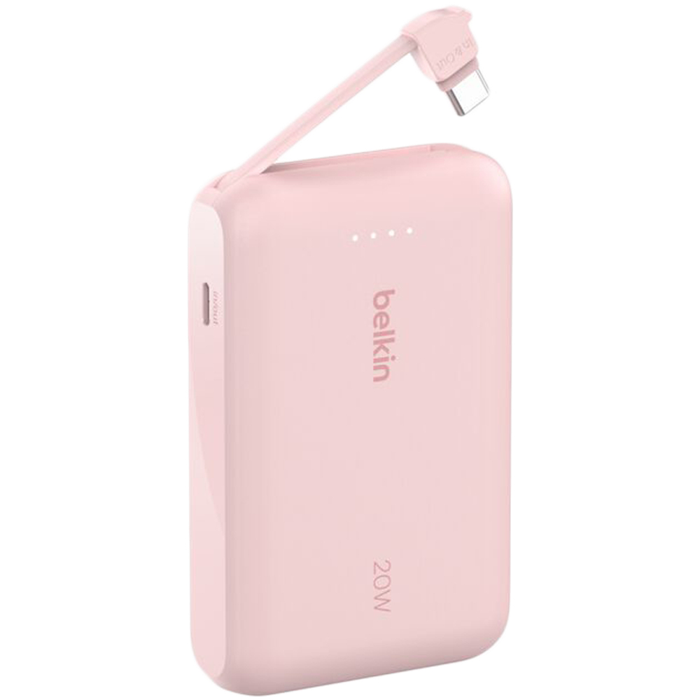 BELKIN 10k PD20w Integrated USB-C Cable Power Bank, Pink
