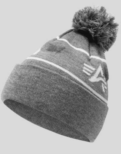 Шапка Alpha Industries Essential Pom Beanie Medium Charcoal Heather (Серая)