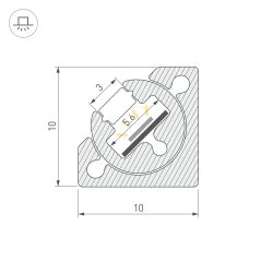 Профиль с экраном SL-KANT-H10-ROTATE-2000 IRON GREY (Arlight, Алюминий+пластик) 055331