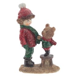 GAEM Фигурка декоративная "Мальчик и медвежонок", L8,5 W5 H13,5 см