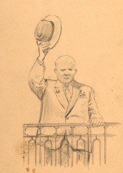 Аладжалов С. И. Три эскиза к портрету Н. Хрущева.  Бумага, карандаш. Кон. 1950-х гг.