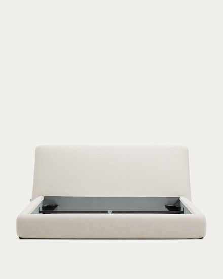 Кровать Martina со съемным чехлом из шенилла цвета экрю 180 x 200