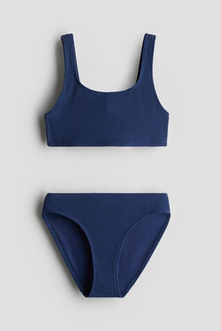 H&M КУПАЛЬНИК ИЗ РЕЛЬЕФНОЙ ТКАНИ, ТЕМНО-СИНИЙ