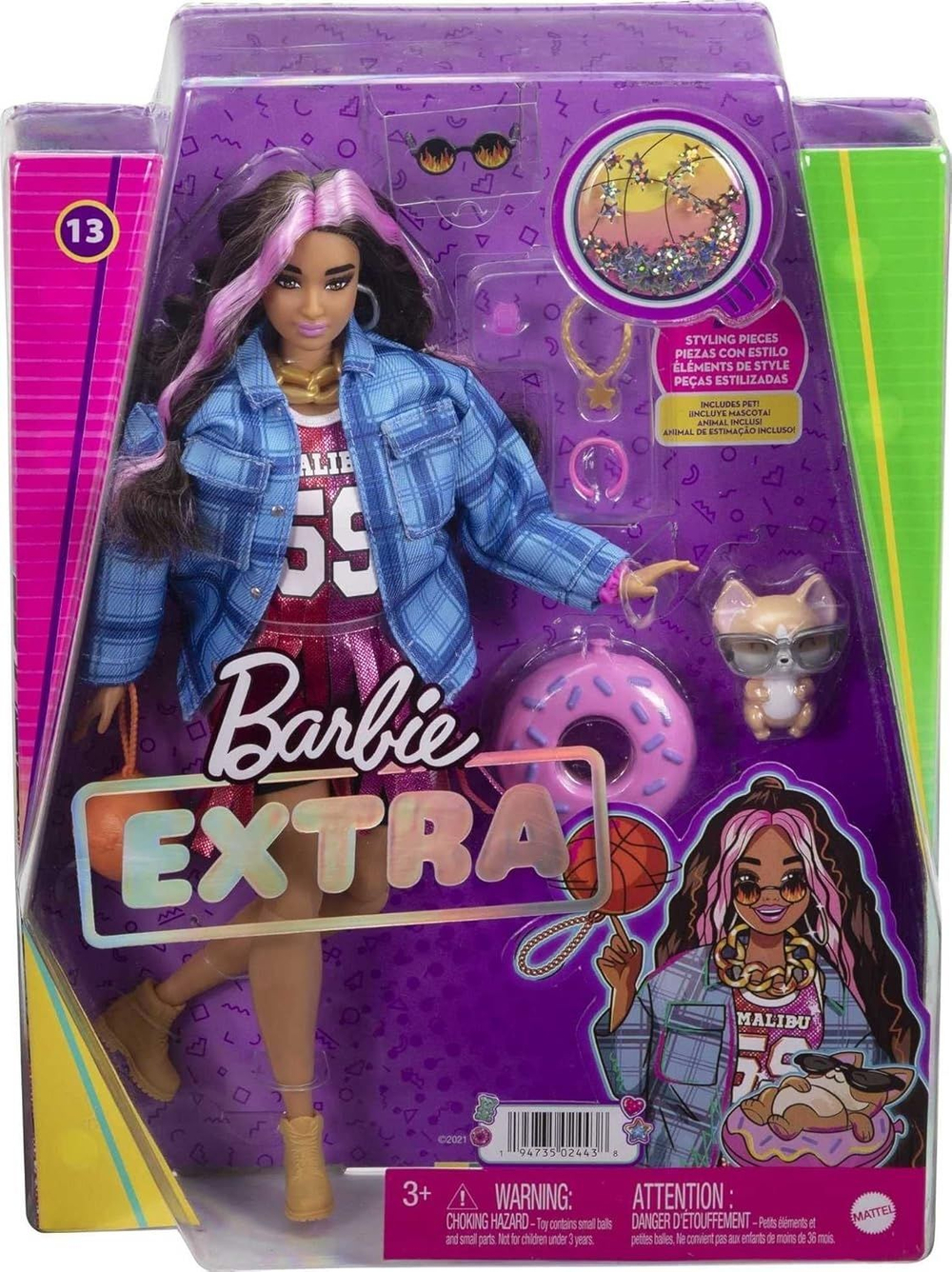 Кукла Barbie Extra с розовыми прядями
