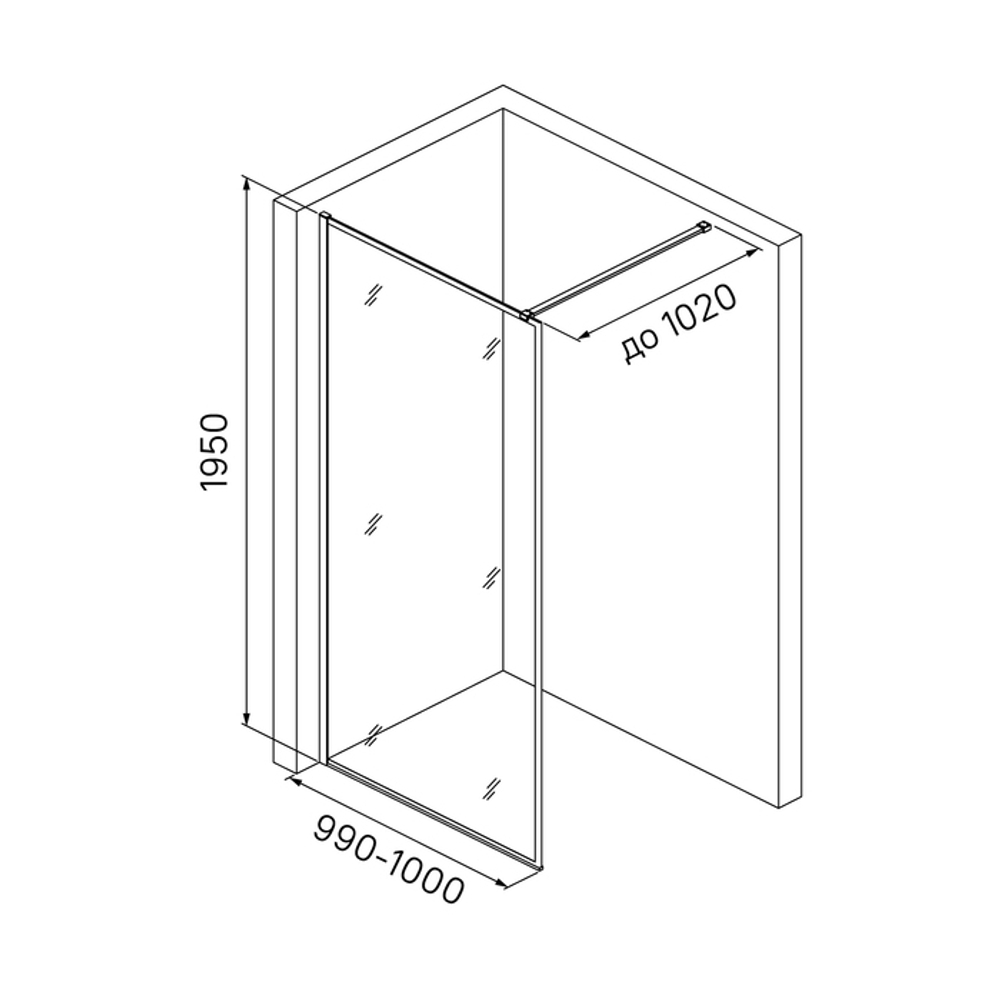 Душевая перегородка Walk-in, SLI8WS0i23 Цвет Белый матовый 1000x1950мм    811107