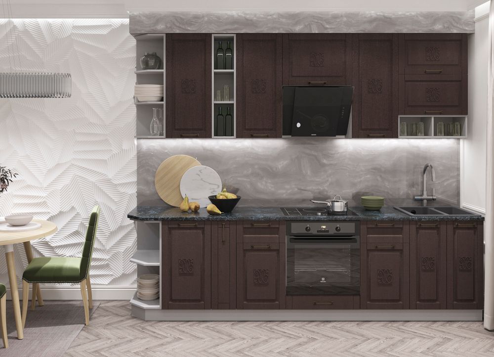Модульный кухонный гарнитур «Опера» 2800 (Шоколад), ЛДСП/МДФ, ДСВ Мебель