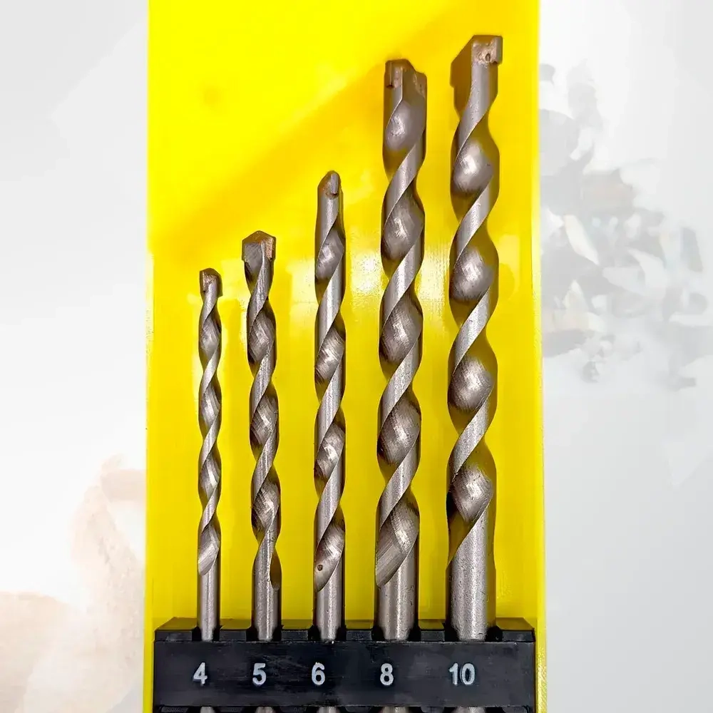 Набор сверл ударных по бетону и кирпичу, диаметр 4, 5, 6, 8, 10 мм, 5шт