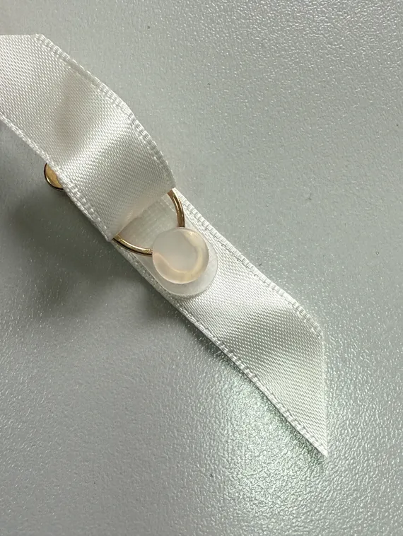 Чулкодержатель с атласной лентой 12 мм, Китай, золото/айвори 004