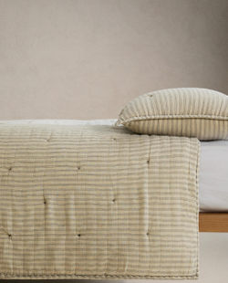 Zara Home покрывало детское из хлопка, зелёный, в полоску