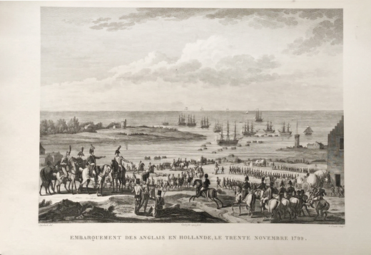 Высадка англичан в Голландии. Гравюра из альбома Военные кампании Франции. Париж. 1834