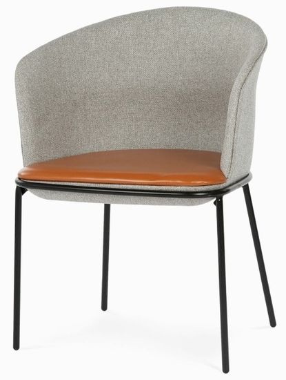 Стул Embrace с подлокотниками серая ткань и коричневая экокожа