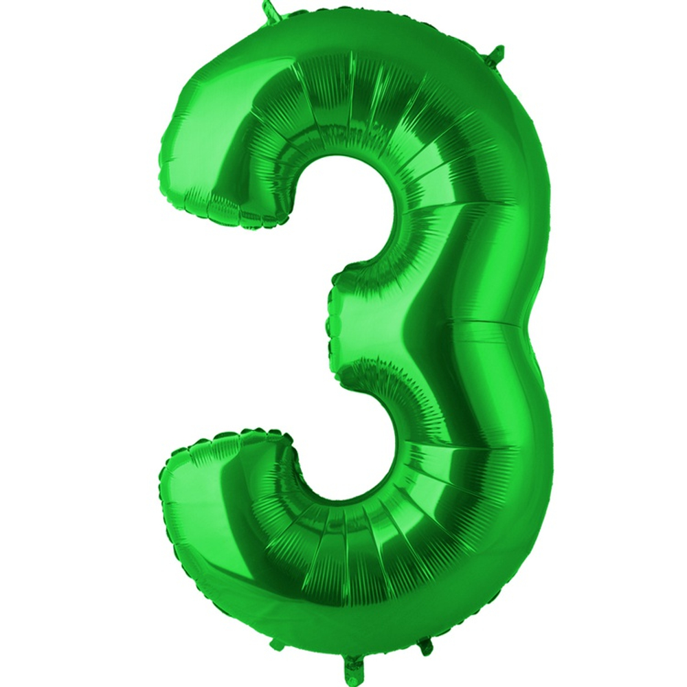 Шар фольгированный Цифра 3 101 см (Зеленый)