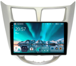 Магнитола для Hyundai Solaris 1 2010-2016 (рамка серебро) - Teyes CC4 монитор 9.2" 2K QLED на Android 14, Snapdragon 680, DSP, CarPlay, 4G SIM-слот