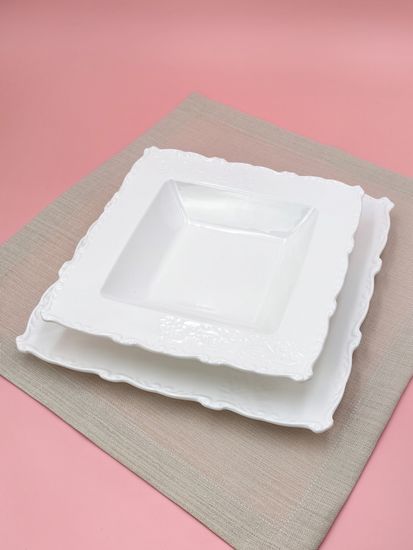 Тарелка глубокая с бортиком 22х4 см. квадратная, набор 4 шт. "Орнамент"