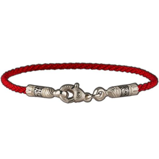 1500191 Красный текстильный браслет,  2 мм