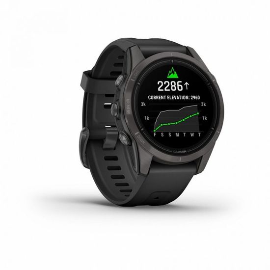 Умные часы Garmin EPIX PRO (Gen 2) Sapphire Edition 42 мм, титановый, угольно-серый, DLC, черный ремешок