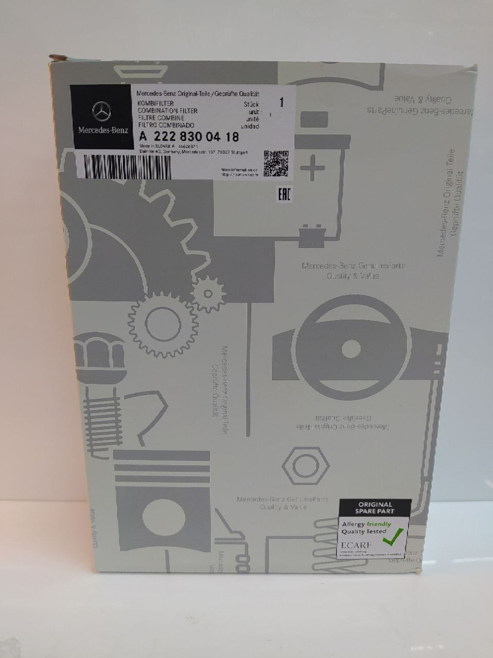 Фильтр салона угольный ОРИГИНАЛ A2228300418 Mercedes-Benz S-Class (2шт.)