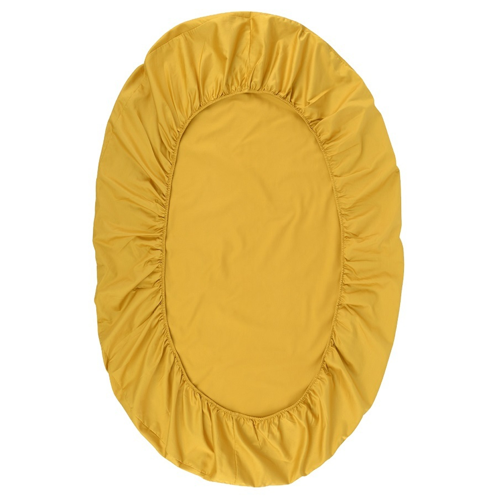 Простыня овальная на резинке из сатина горчичного цвета из коллекции essential, 75х125х20 см