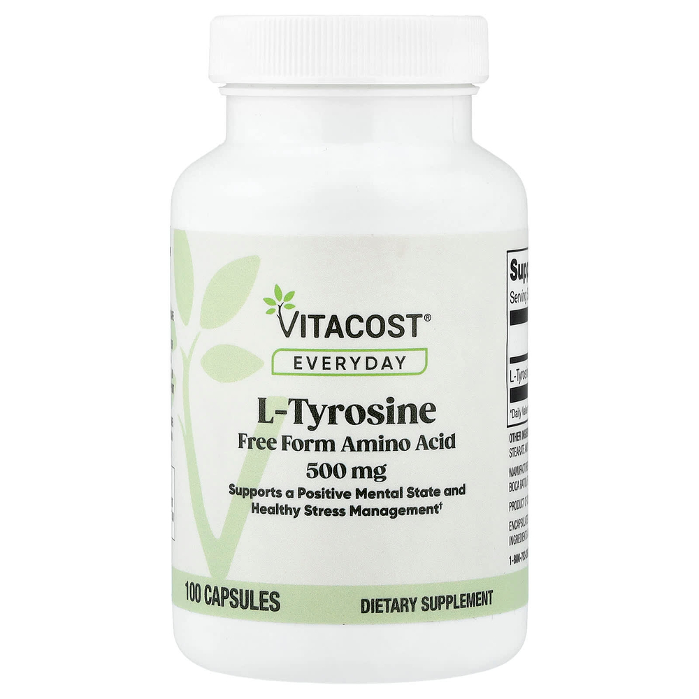 Vitacost, Everyday, L-тирозин, 500 мг, 100 капсул