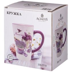 КРУЖКА AGNESS "ЛАВАНДОВАЯ ВЕСНА" 13,5*9,5*14,5 СМ 530 МЛ (КОР=24ШТ.)